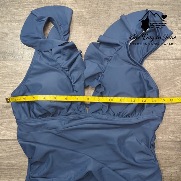 Cupshe Ruffle Shoulder Tummy Control One Piece Swimsuit Size L - Picture 5 of 7